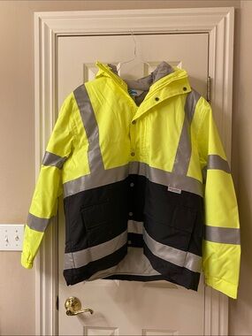High-Visibility Yellow & Black Safety Performance Jacket with Reflective Tape